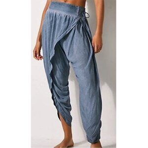 Free People Act Natural Chambray Harem Faux Wrap Slouchy Pants NWOT Size XS